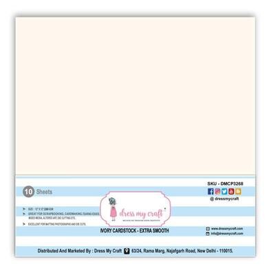 Dress My Craft - Cardstock - Ivory - Extra Smooth - 12 x 12 - 330GSM - 10 pack - DMCP3268