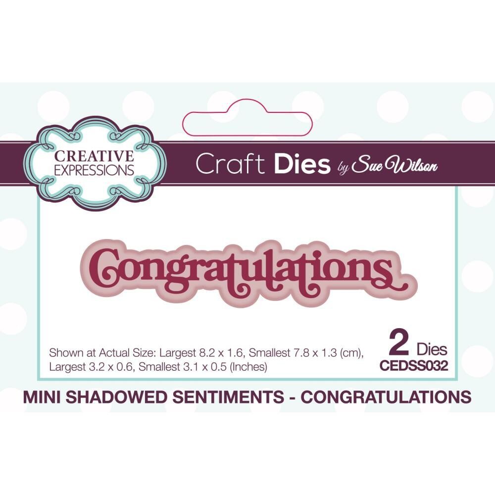 Creative Expressions &amp; Sue Wilson - Shadowed Sentiment Die - Congratulations - CEDSS032 - 2 pcs