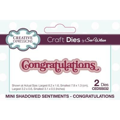 Creative Expressions &amp; Sue Wilson - Shadowed Sentiment Die - Congratulations - CEDSS032 - 2 pcs