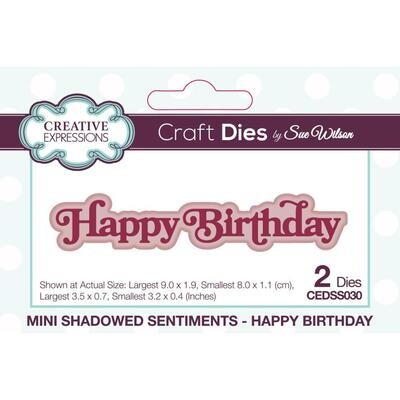 Creative Expressions &amp; Sue Wilson - Shadowed Sentiment Die - Happy Birthday - CEDSS030 - 2 pcs