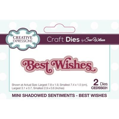Creative Expressions &amp; Sue Wilson - Shadowed Sentiment Die - Best Wishes - CEDSS031 - 2 pcs