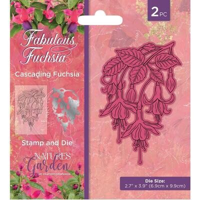 Crafters Companion - Nature's Garden - Fabulous Fuchsia Collection - Stamp & Die Set - Cascading Fuchsia's - FSTDCAFU