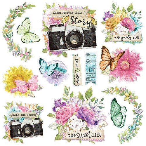 Simple Stories - Simple Vintage - Life In Bloom Collection - 6&quot; x 8&quot; - Rub on Transfers - SVL19737 - 2 sheets