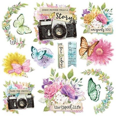 Simple Stories - Simple Vintage - Life In Bloom Collection - 6&quot; x 8&quot; - Rub on Transfers - SVL19737 - 2 sheets