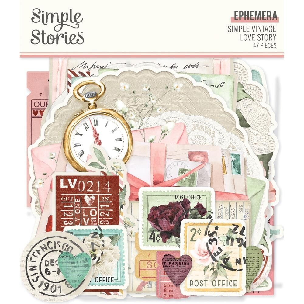 Simple Stories - Simple Vintage - Love Story Collection - Ephemera - VLO21425 - 47 pcs