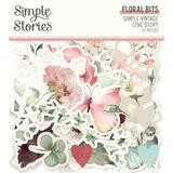 Simple Stories - Simple Vintage - Love Story Collection - Bits &amp; Pieces - Floral Die Cuts - VLO21423 - 57 pcs