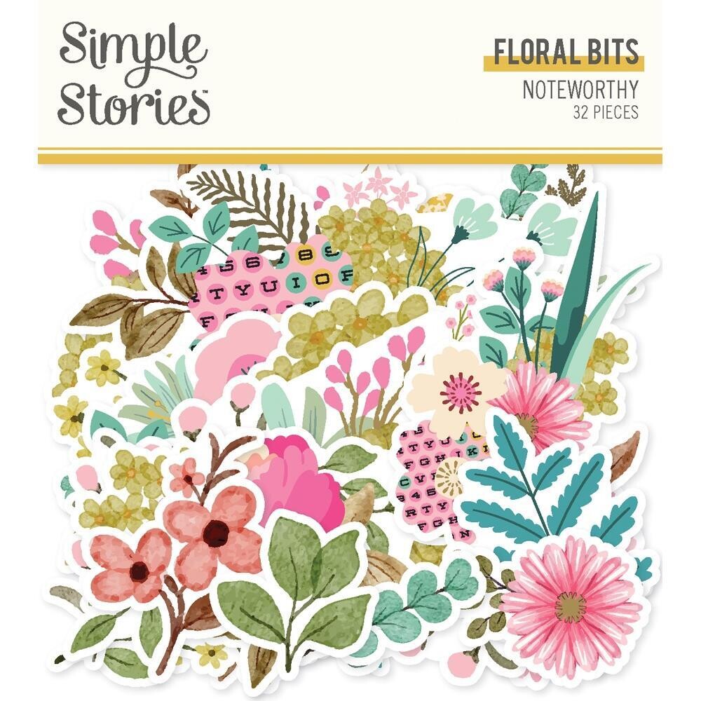 Simple Stories - Bits &amp; Pieces -  Die Cuts - Noteworthy Collection - Floral Die Cuts - NTW21320 - 32 pcs