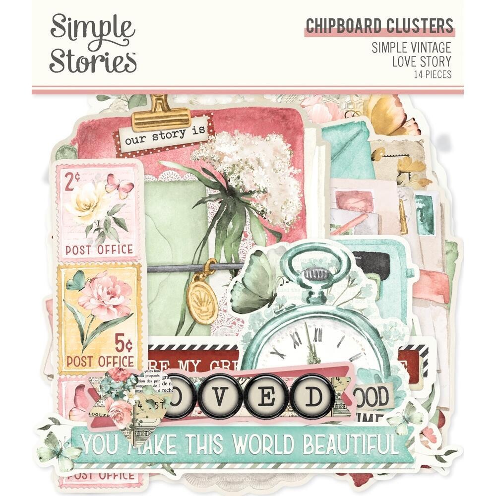 Simple Stories - Simple Vintage - Love Story Collection - Layered Chipboard - VLO21430 - 6pcs