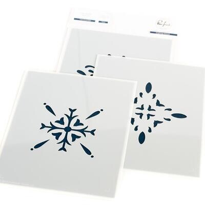 PinkFresh Studio - Folk Snowflake - Layered Stencil - 209123 - 4.25&quot; x 5.5&quot; - 3 pcs
