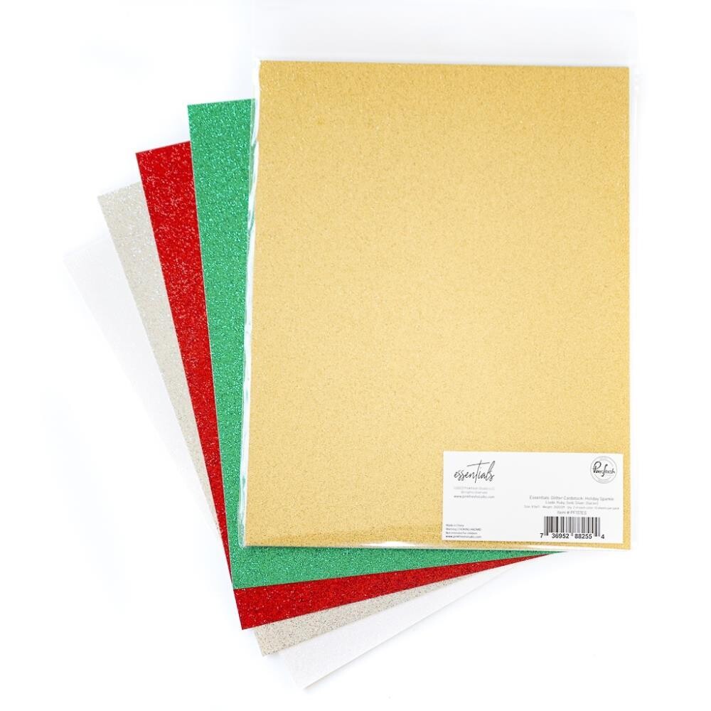 PinkFresh Studio - Essentials - Glitter Cardstock - 8.5&quot; x 11&quot; - Holiday Sparkle - PF137ES - 10 sheets