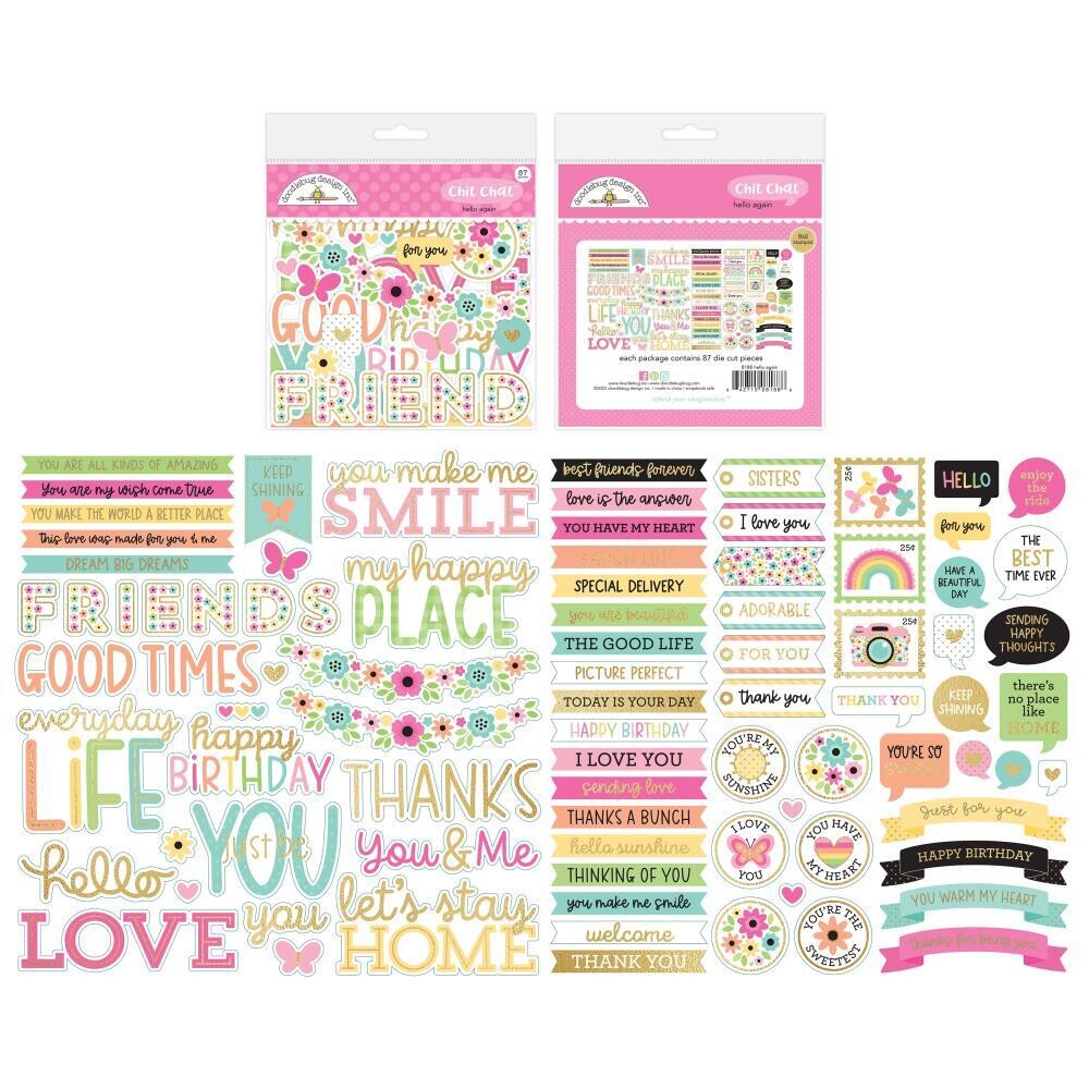 Doodlebug Design Inc - Hello Again Collection - Odds &amp; Ends - Chit Chats - Die Cuts - DB8188