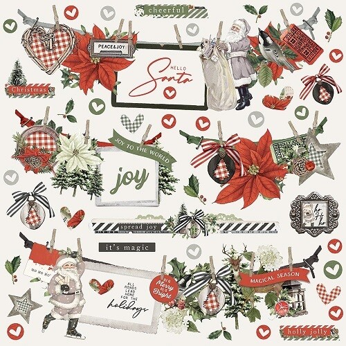 Simple Stories - Simple Vintage Rustic Christmas Collection - 12 x 12 Stickers - 16002 - 41 pcs