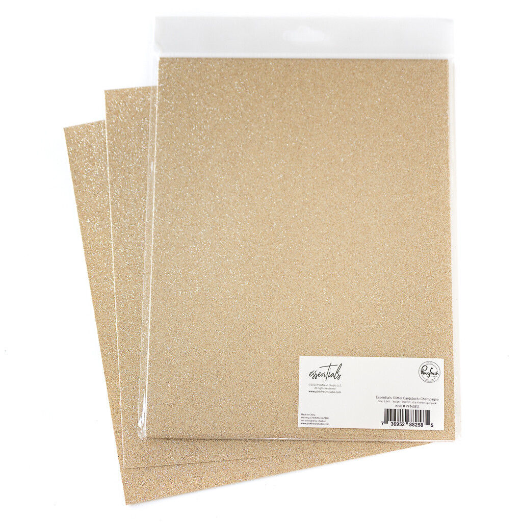PinkFresh Studio - Essentials - Glitter Cardstock - 8.5&quot; x 11&quot; - Champagne - PF140ES - 6 sheets