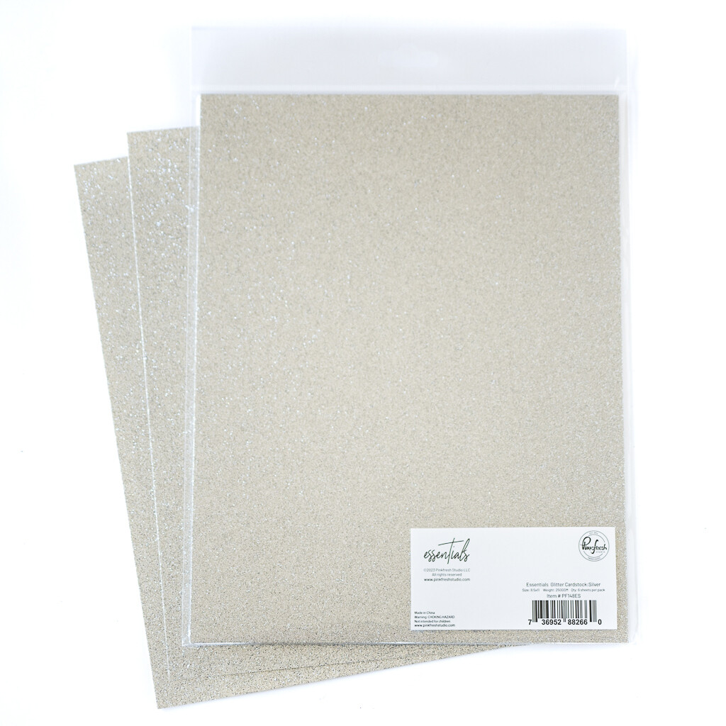 PinkFresh Studio - Essentials - Glitter Cardstock - 8.5&quot; x 11&quot; - Silver - PF148ES - 6 sheets