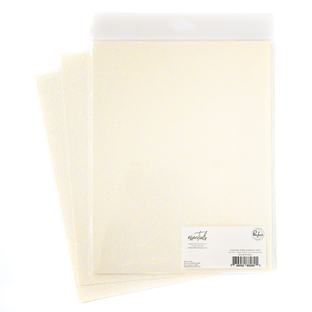 PinkFresh Studio - Essentials - Glitter Cardstock - 8.5&quot; x 11&quot; - Ivory - PF151ES - 6 sheets
