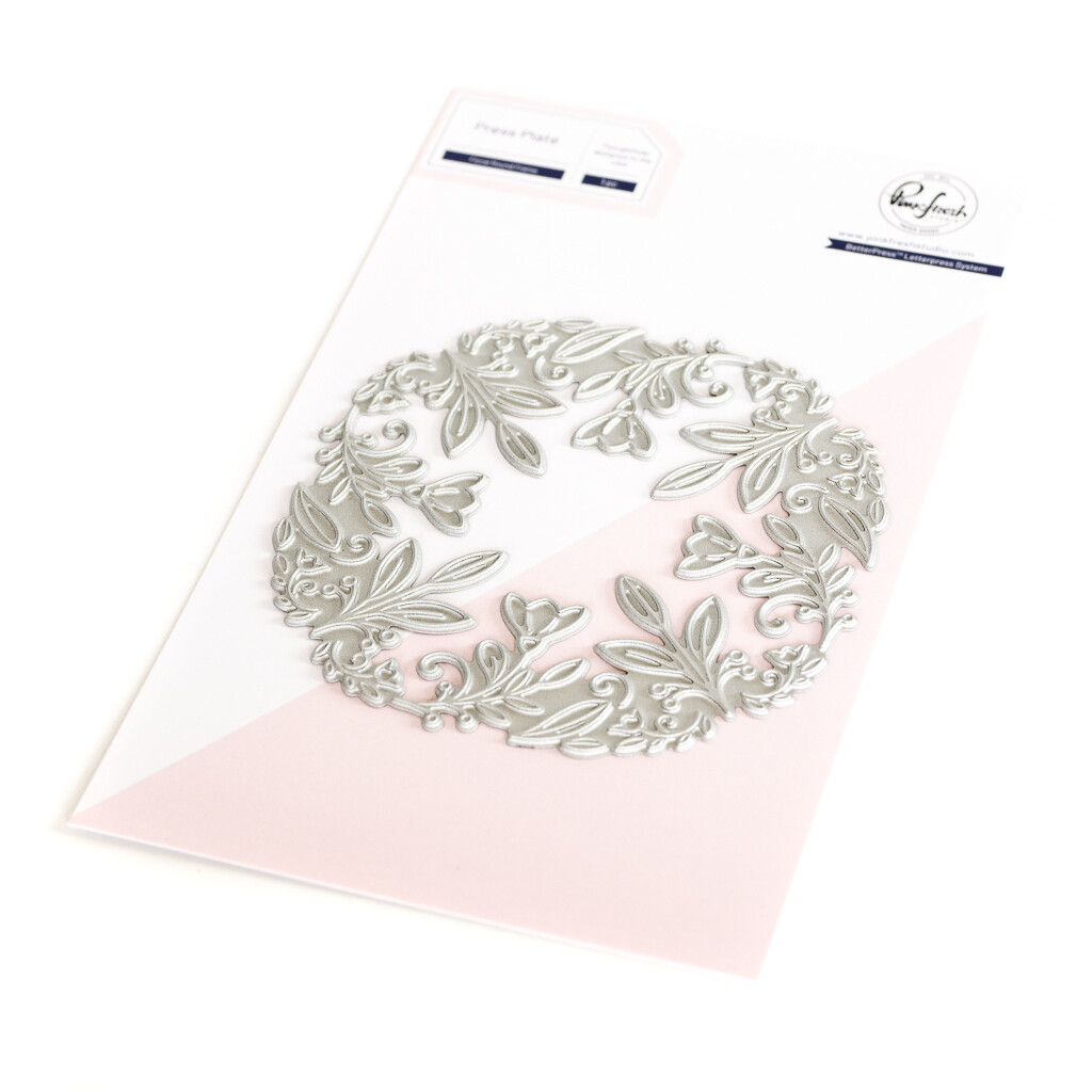 PinkFresh Studio - Floral Round Frame - LetterPress Plate - 217523