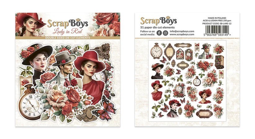 ScrapBoys - Lady In Red - Die Cuts - LARE-12 - 51 pcs