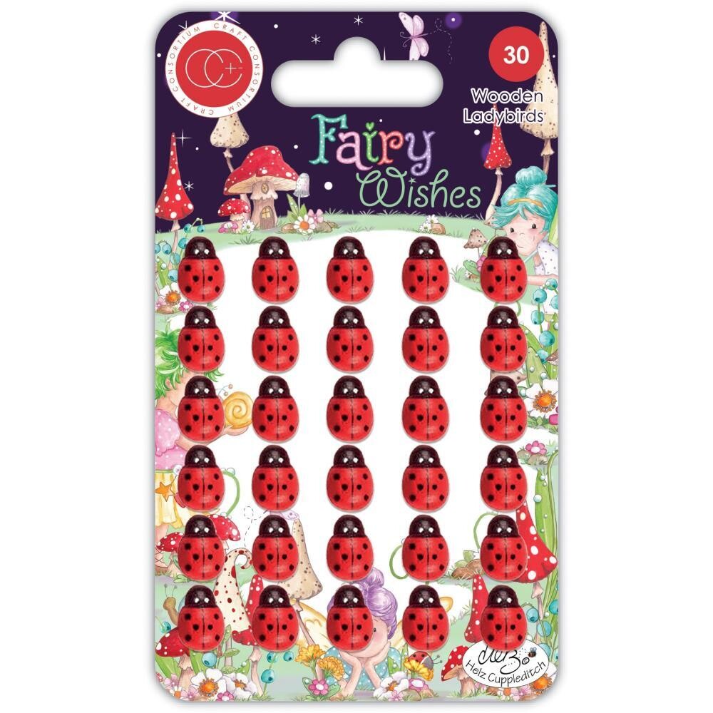 Craft Consortium - Fairy Wishes Collection - Charms - Ladybirds - CWDNS022 - 30 pcs