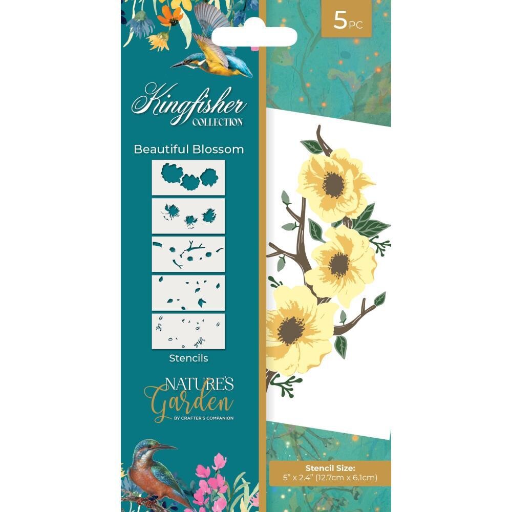 Crafters Companion - Nature&#39;s Garden - Kingfisher Collection - Stencil - 5 pcs - STENBEBL