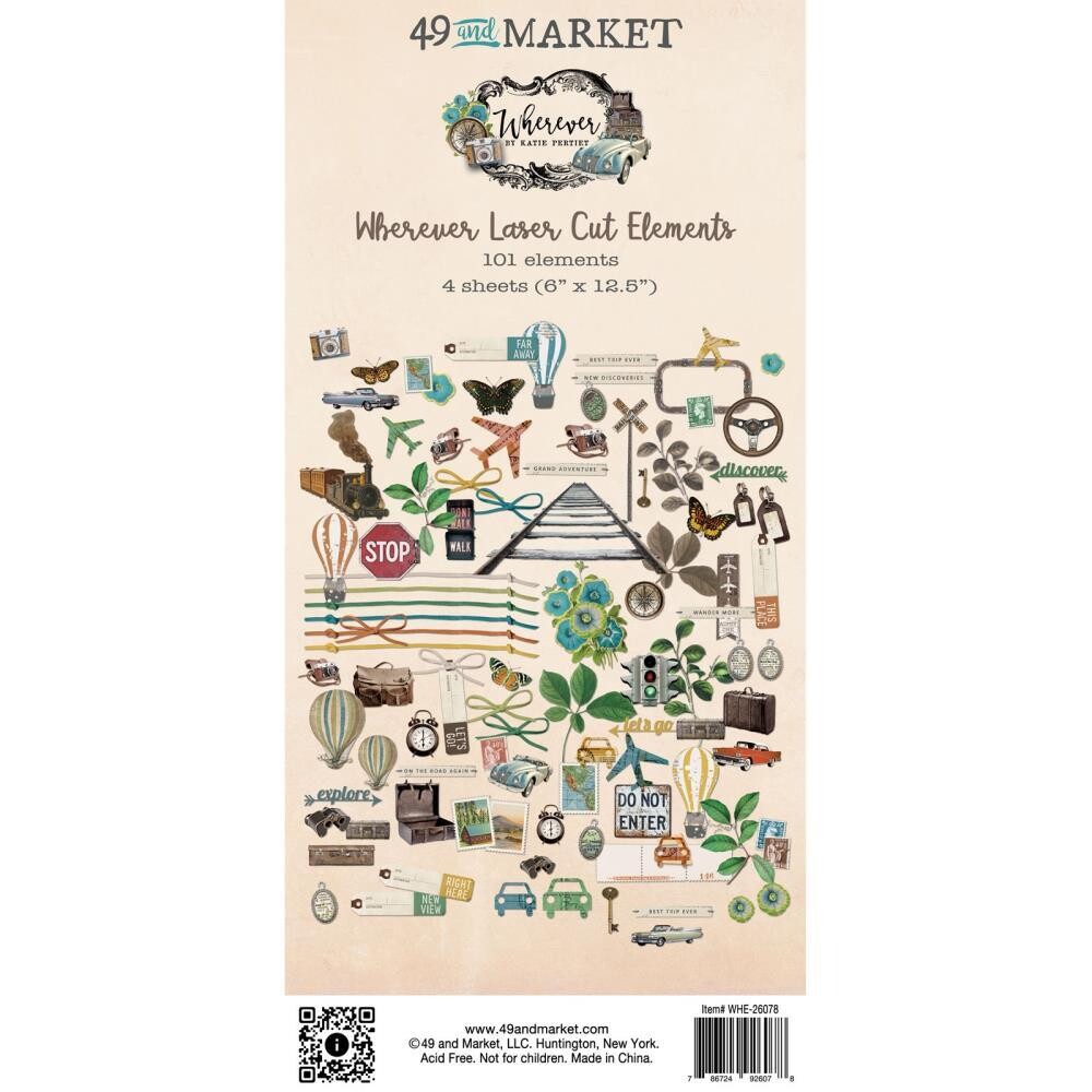 49 &amp; Market - Wherever Collection - Laser Cut Outs - Elements - WHE26078 - 101 pcs