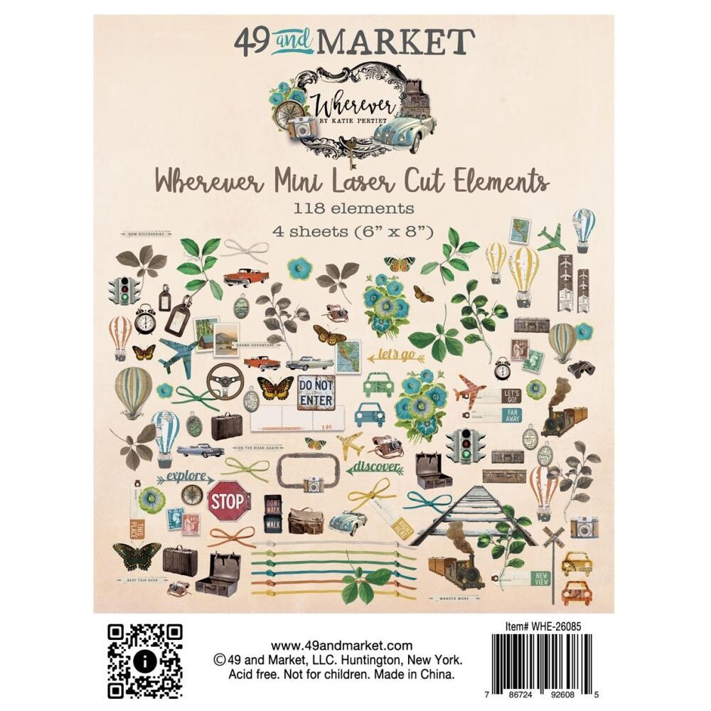 49 &amp; Market - Wherever Collection - Laser Cut Outs - Mini - WHE26085 - 118 pcs
