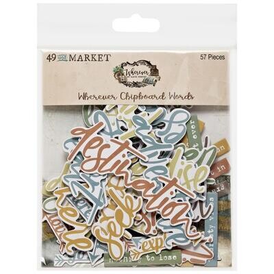 49 & Market - Wherever Collection - Chipboard Words Set - WHE26139 - 57 pcs
