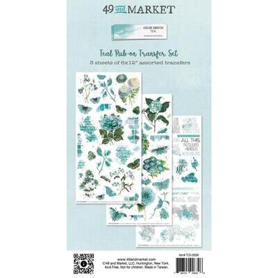 49 &amp; Market - Colour Swatch - Teal Collection - 6&quot; x 12&quot; - Rub On Transfers - TCS26306 - 3 Sheets