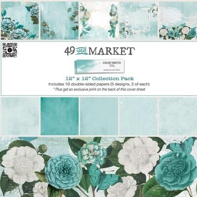 49 & Market - Colour Swatch - Teal Collection - 12" x 12" - Paper Pack - TCS26214 - 10 Sheets