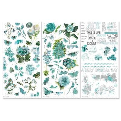 49 &amp; Market - Colour Swatch - Teal Collection - Rub Ons - 6" x 12" - TCS26306 - 3 Sheets