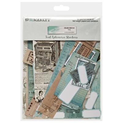 49 &amp; Market - Colour Swatch - Teal Collection - Ephemera Stackers - TCS26337 - 60 pcs