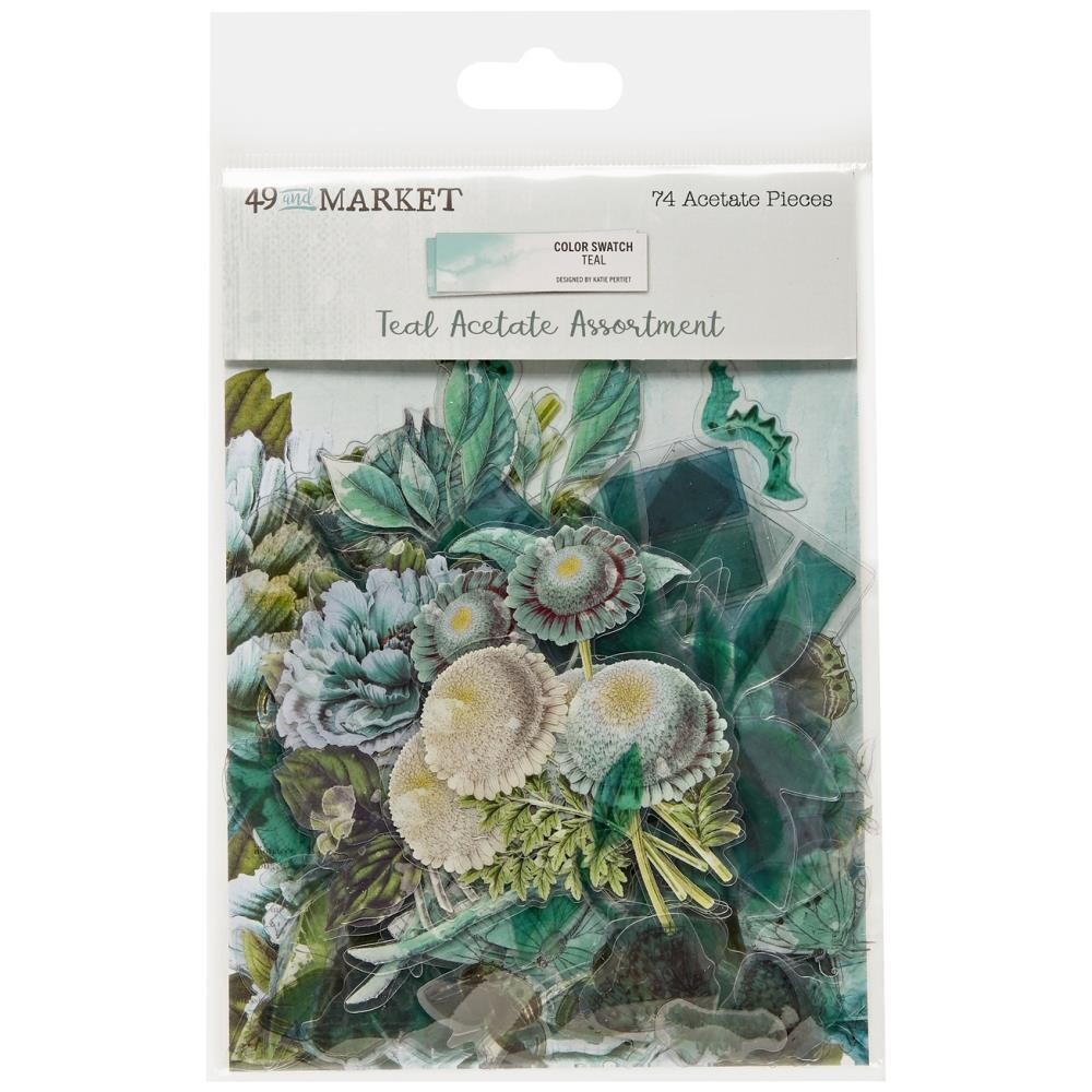 49 &amp; Market - Colour Swatch Collection - Teal - Acetate Assortment - TCS26344 - 74 pcs