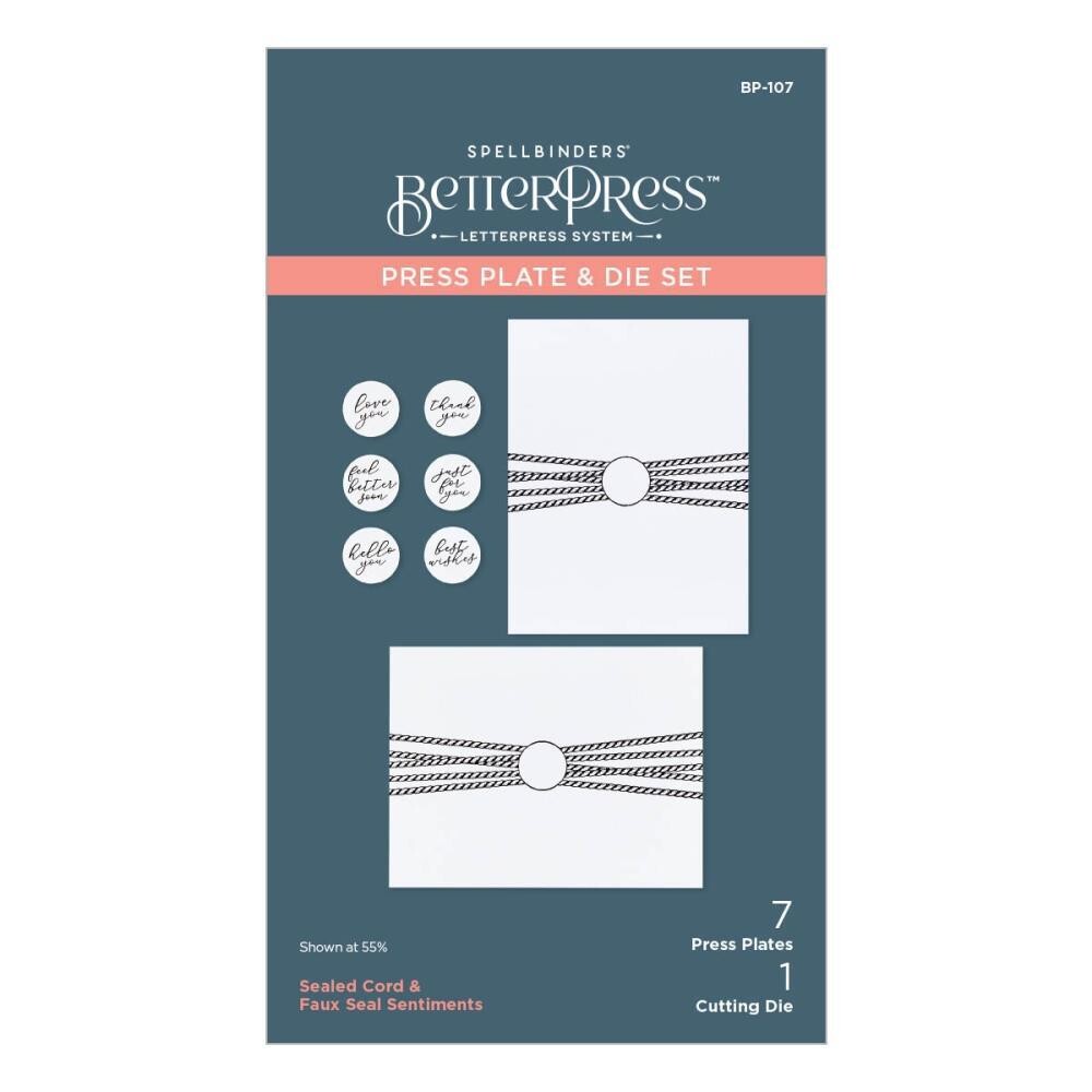 Spellbinders Paper Arts - Betterpress - Press Plate &amp; Die Set - Sealed Cord &amp; Faux Seal - BP-107