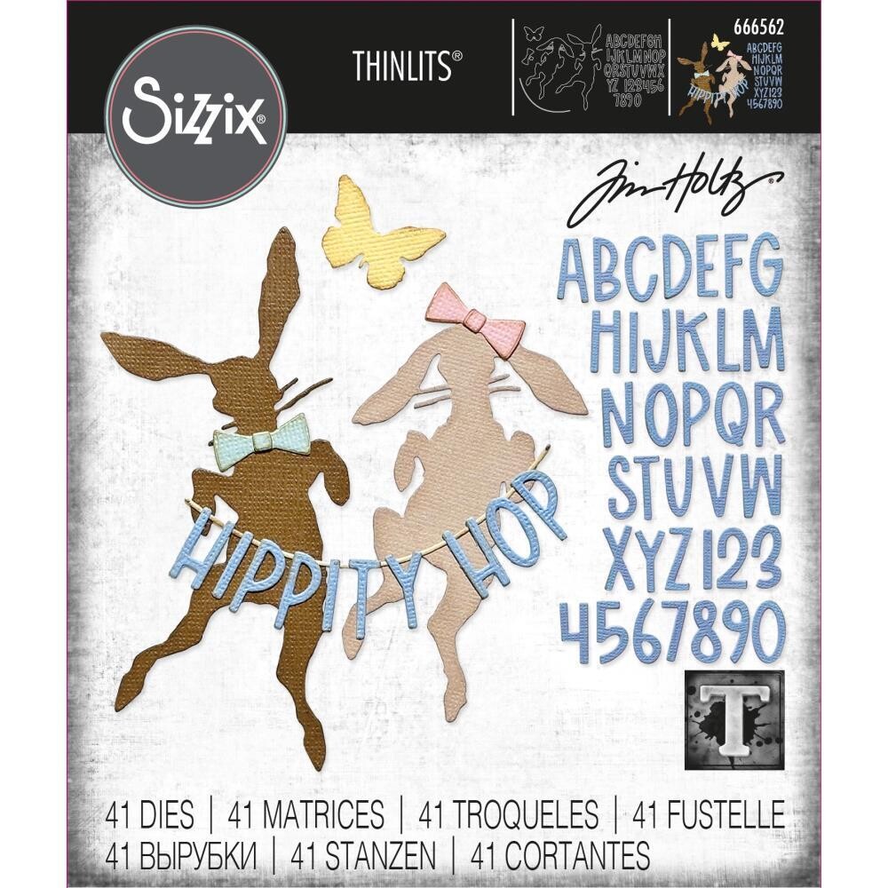Sizzix &amp; Tim Holtz - Thinlits Dies - Vault Hippity Hop - 666562  - 51 pcs