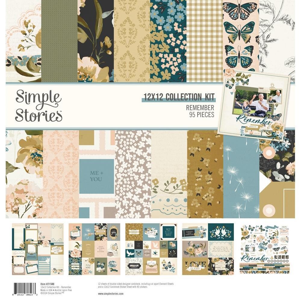Simple Stories - Remember Collection - 12 x 12 Paper Pack - REM21500 - 12 sheets