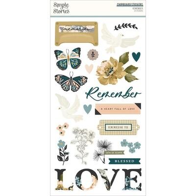 Simple Stories - Remember Collection - Chipboard Stickers - 6&quot; x 12&quot; - REM21517 - 24 pcs