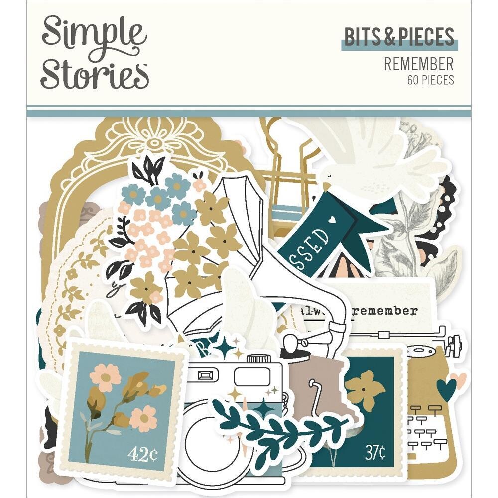 Simple Stories - Remember Collection - Bits &amp; Pieces - Die Cuts - REM21518 - 60 pcs