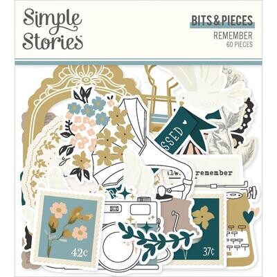 Simple Stories - Remember Collection - Bits &amp; Pieces - Die Cuts - REM21518 - 60 pcs