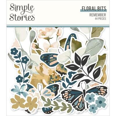 Simple Stories - Remember Collection - Bits &amp; Pieces - Die Cuts - Floral - REM21520 - 44 pcs