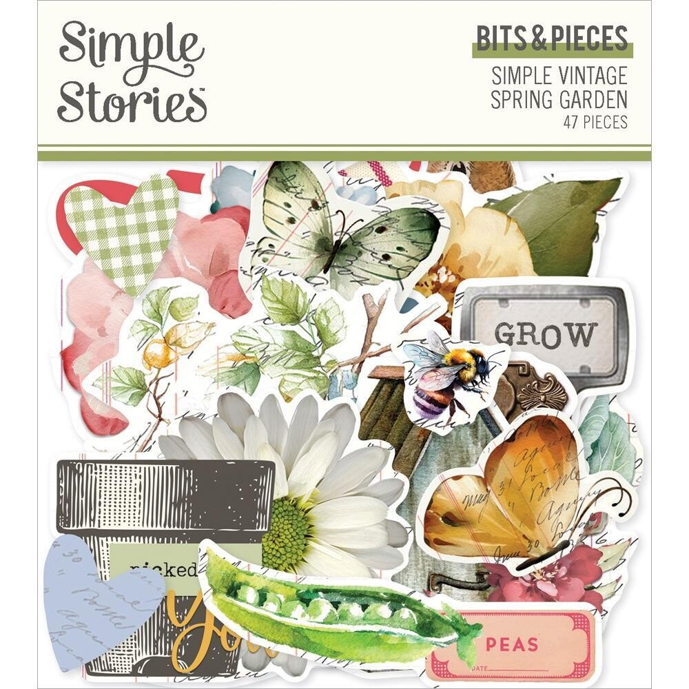 Simple Stories - Bits &amp; Pieces -  Die Cuts - Simple Vintage Spring Garden Collection -SGD21725 - 47pcs