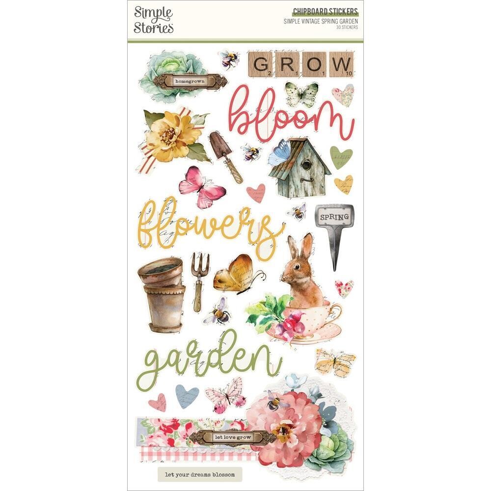Simple Stories - Simple Vintage Spring Garden Collection - 6&quot; x 12&quot; Chipboard Stickers - SGD21724 - 30 pcs