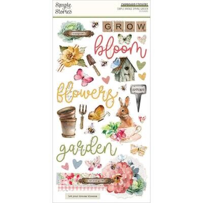 Simple Stories - Simple Vintage Spring Garden Collection - 6&quot; x 12&quot; Chipboard Stickers - SGD21724 - 30 pcs