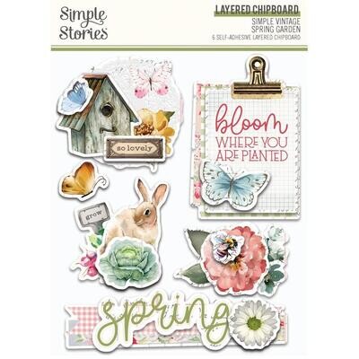 Simple Stories - Simple Vintage Spring Garden Collection - Layered Chipboard - SGD21732 - 6pcs