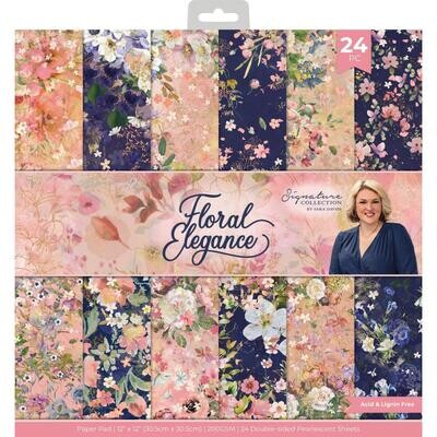 Crafters Companion - Nature&#39;s Garden Collection - Floral Elegance - 12 x 12 Paper Pad - Signature Collection by Sara Davies - SFEPAD12