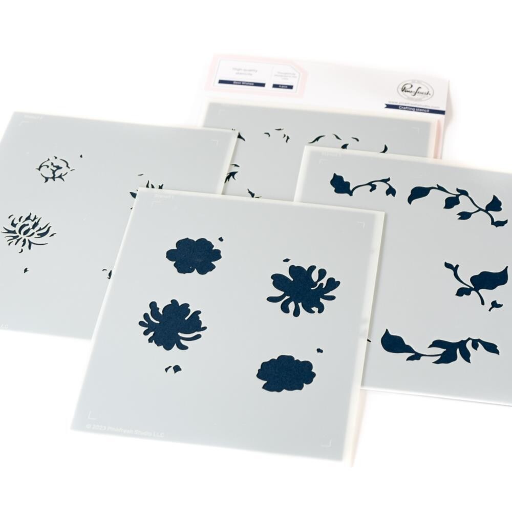 PinkFresh Studio - Best Wishes - Layered Stencil - 4.25&quot; x 5.5&quot; - 208623 - 4 pcs
