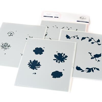 PinkFresh Studio - Best Wishes - Layered Stencil - 4.25&quot; x 5.5&quot; - 208623 - 4 pcs