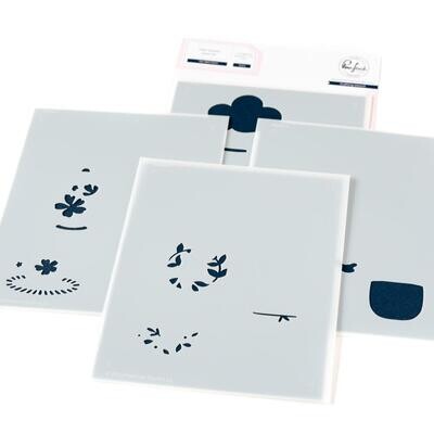 PinkFresh Studio - Get Well Soon - Layered Stencil - 227824 - 4 pcs
