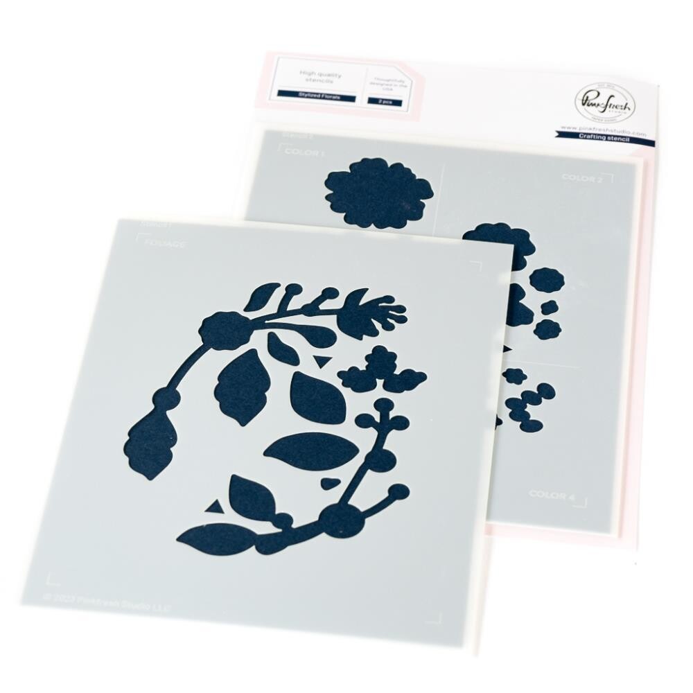 PinkFresh Studio - Stylized Florals - Layered Stencil - 228224 - 2 pcs