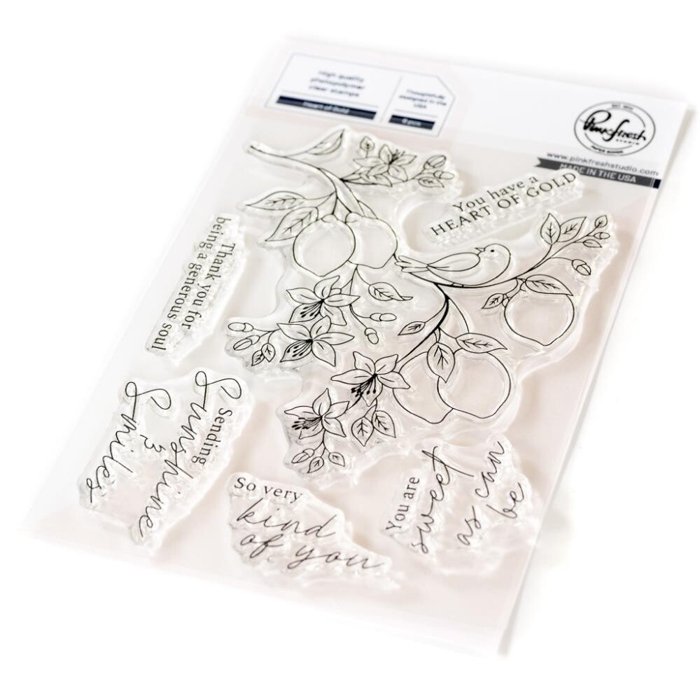 PinkFresh Studio - Heart Of Gold - Clear Polymer Stamp - 4&quot; x 6&quot; - 227024