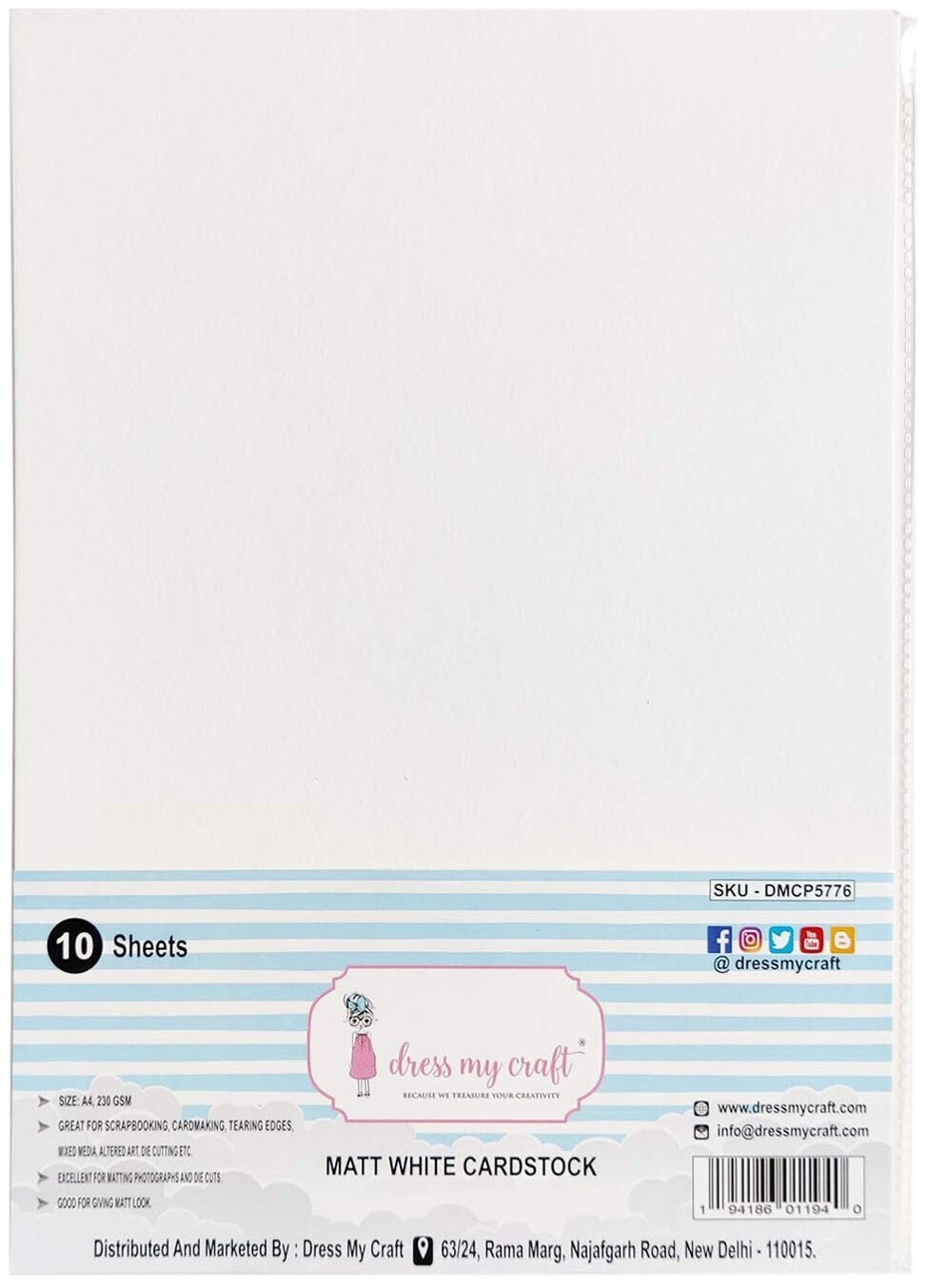 Dress My Craft - 8.5&quot; x 11&quot; - Ivory Cardstock - 280GSM- Extra Smooth - 10 pack - DMCP2223