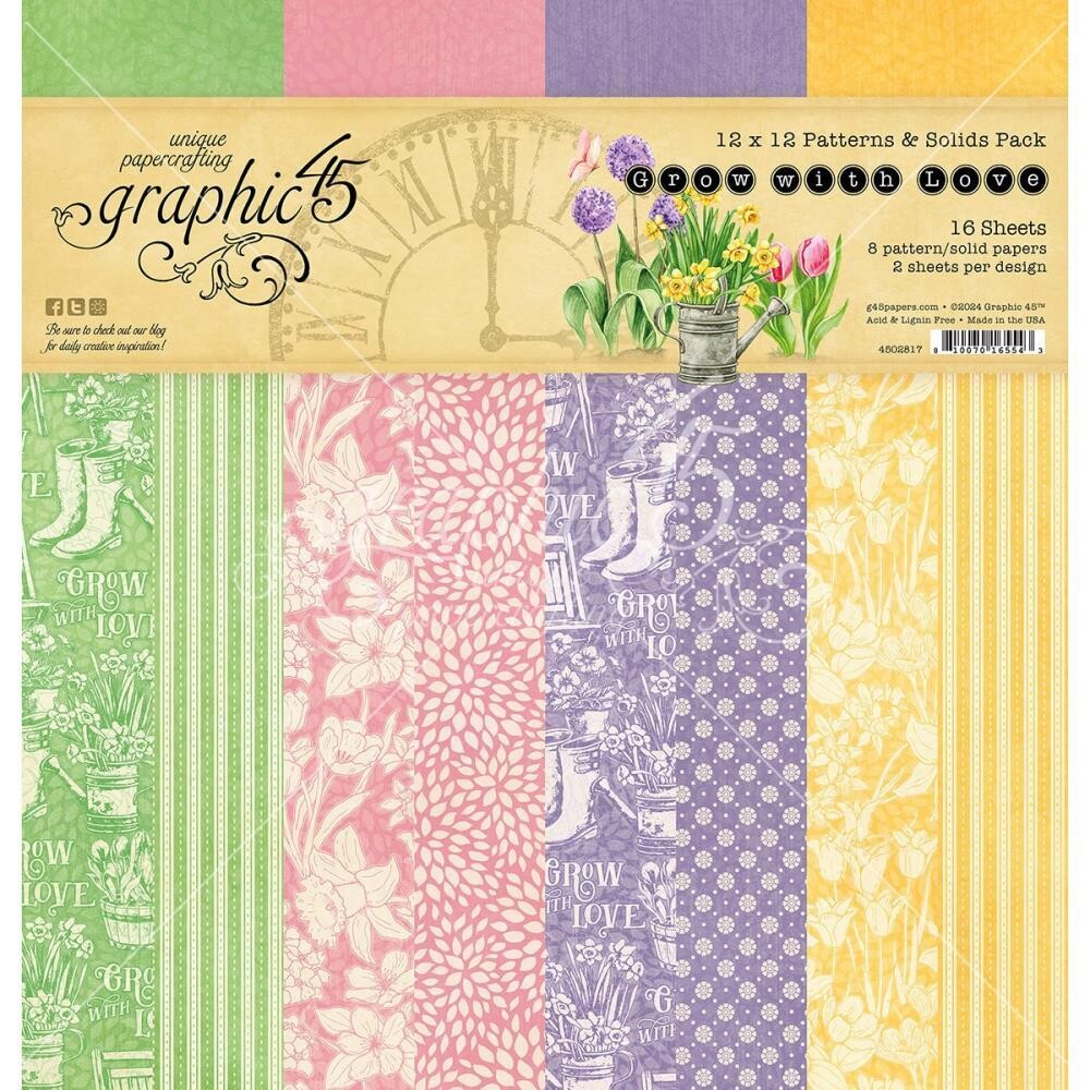 Graphic 45 - Grow with Love - 12 x 12 Paper Pad - Solids - G4508517 - 16 sheets